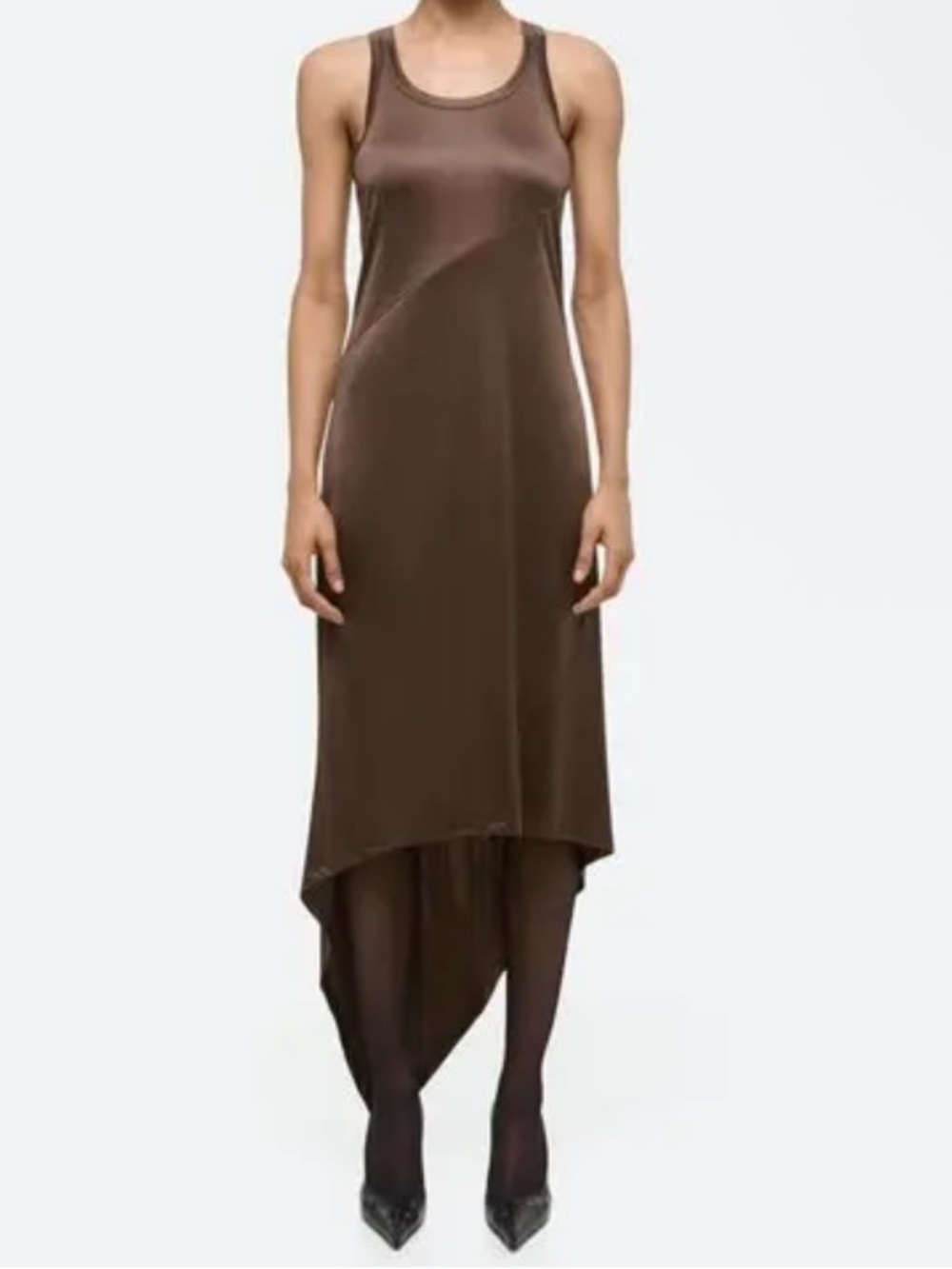 Helmut Lang Jersey Scarf Hem Tank Dress